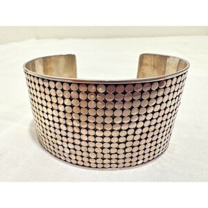 Sterling Silver 925 Dot Wide Cuff Bracelet Dotted 52 Grams Large Modernist